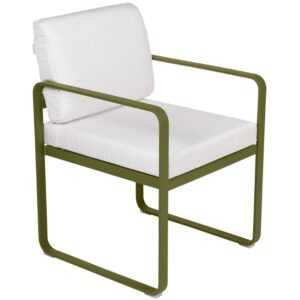 Bílá čalouněná zahradní židle Fermob Bellevie se zelenou podnoží