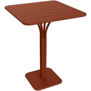 Zemitě červený kovový barový stůl Fermob Luxembourg Pedestal 80 x 80 cm