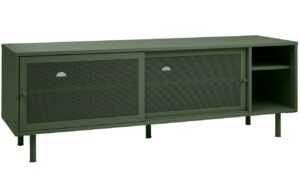 Olivově zelený kovový TV stolek Unique Furniture Veep 160 x 45 cm